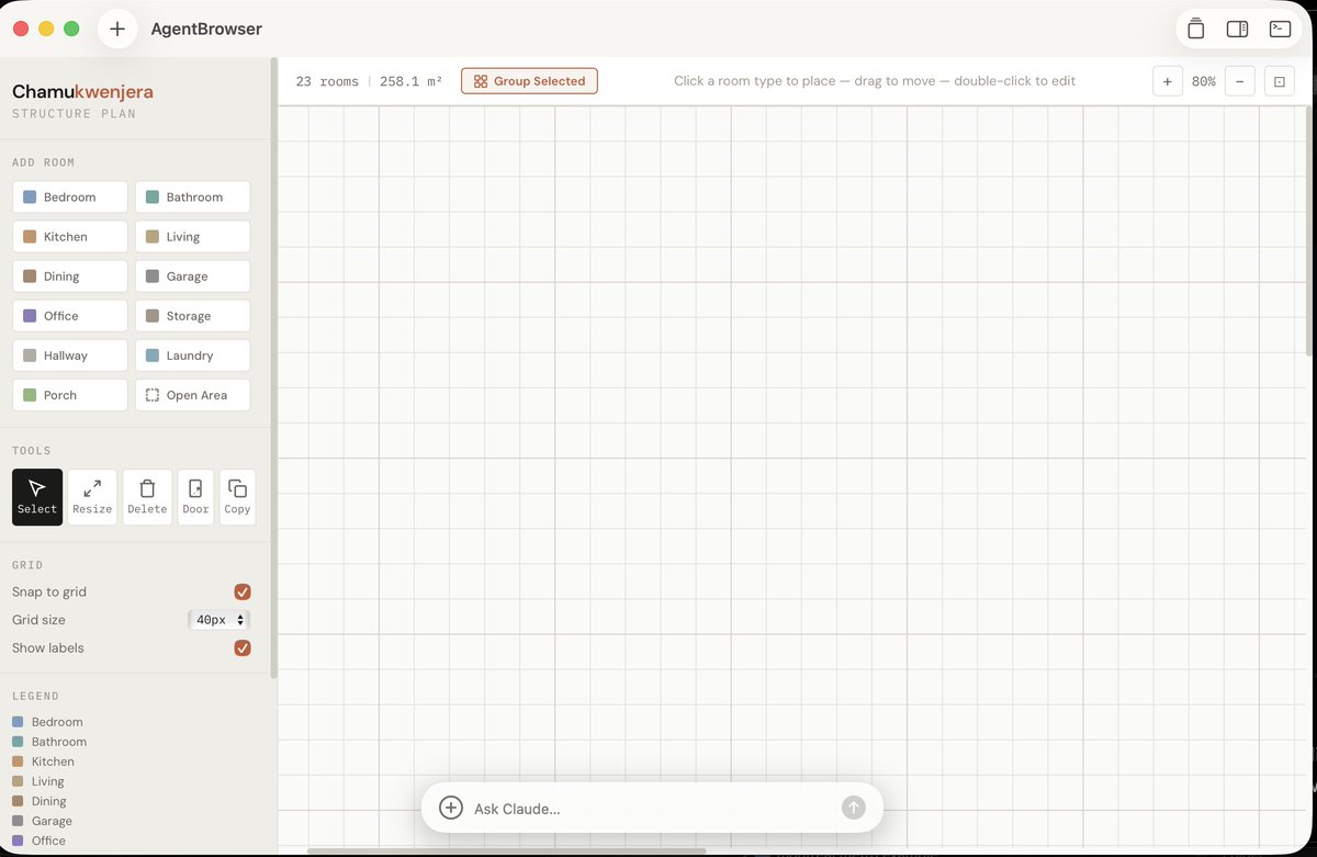 AgentBrowser generated a blank interactive floor plan tool